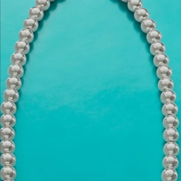 Italian 8mm Sterling Silver Bead Necklace - Picture 2 of 2